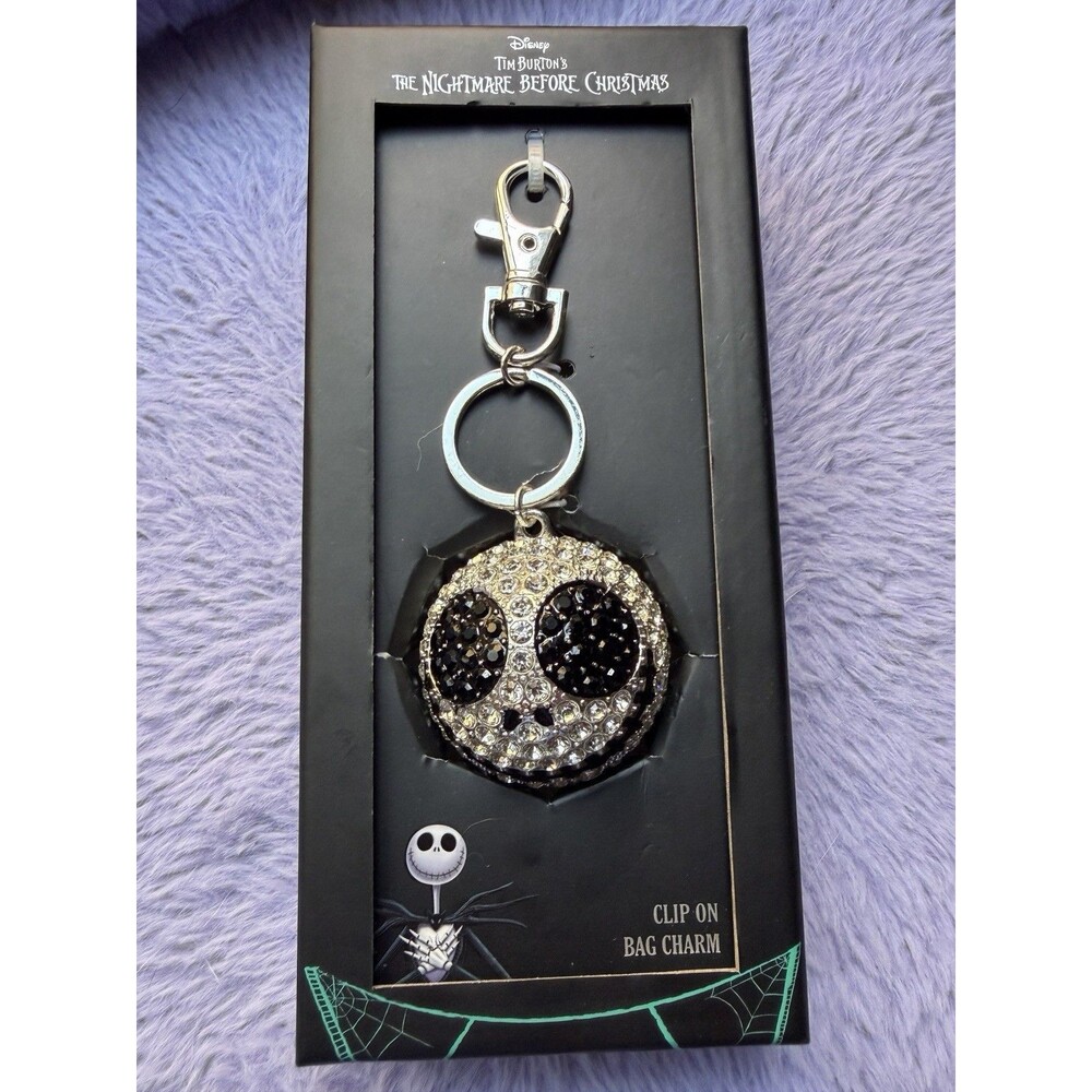 Nightmare Before Christmas Jack Skellington Disney Bling Head Bag Charm Keychain